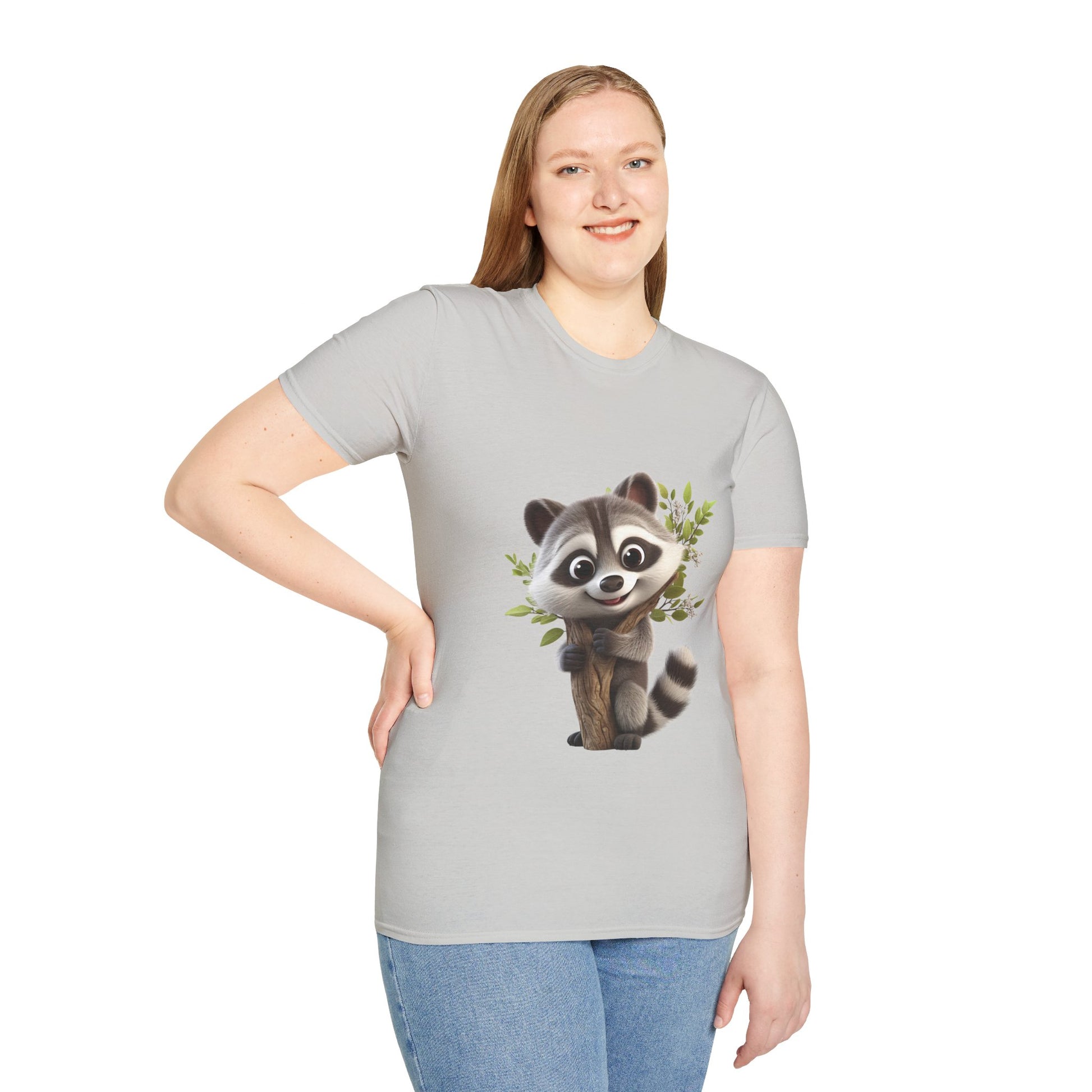 Unisex Softstyle T-Shirt - Raccoon Loves Nature - CutieQ Shop