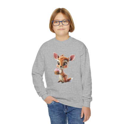 Youth Crewneck Sweatshirt - Deer Loves Cupcakes