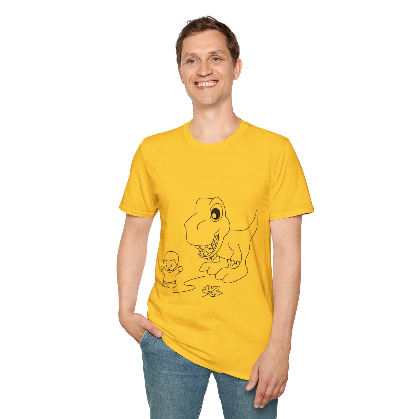 Unisex Softstyle T-Shirt - Dino Chasing Little People - CutieQ Shop