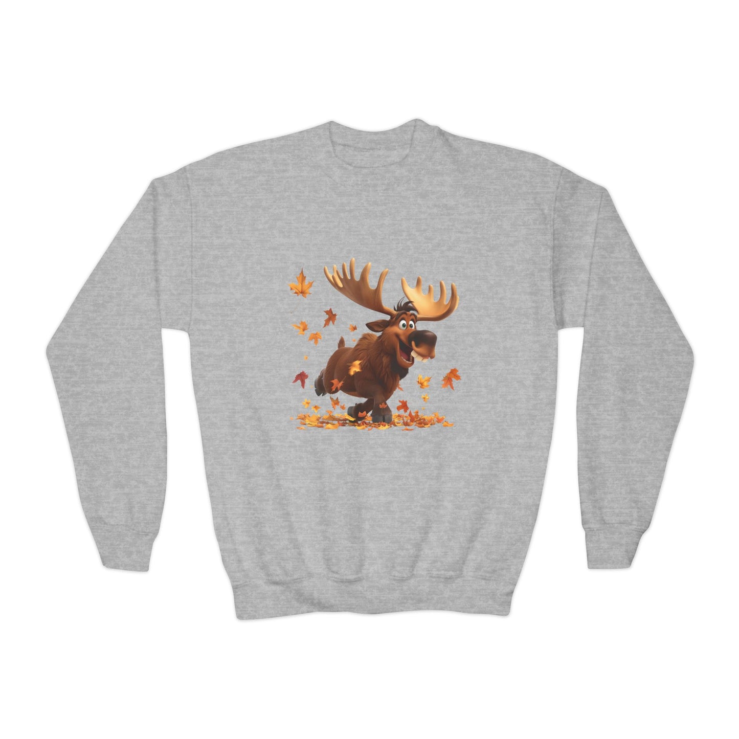 Youth Crewneck Sweatshirt - Moose Dancing with Leaves