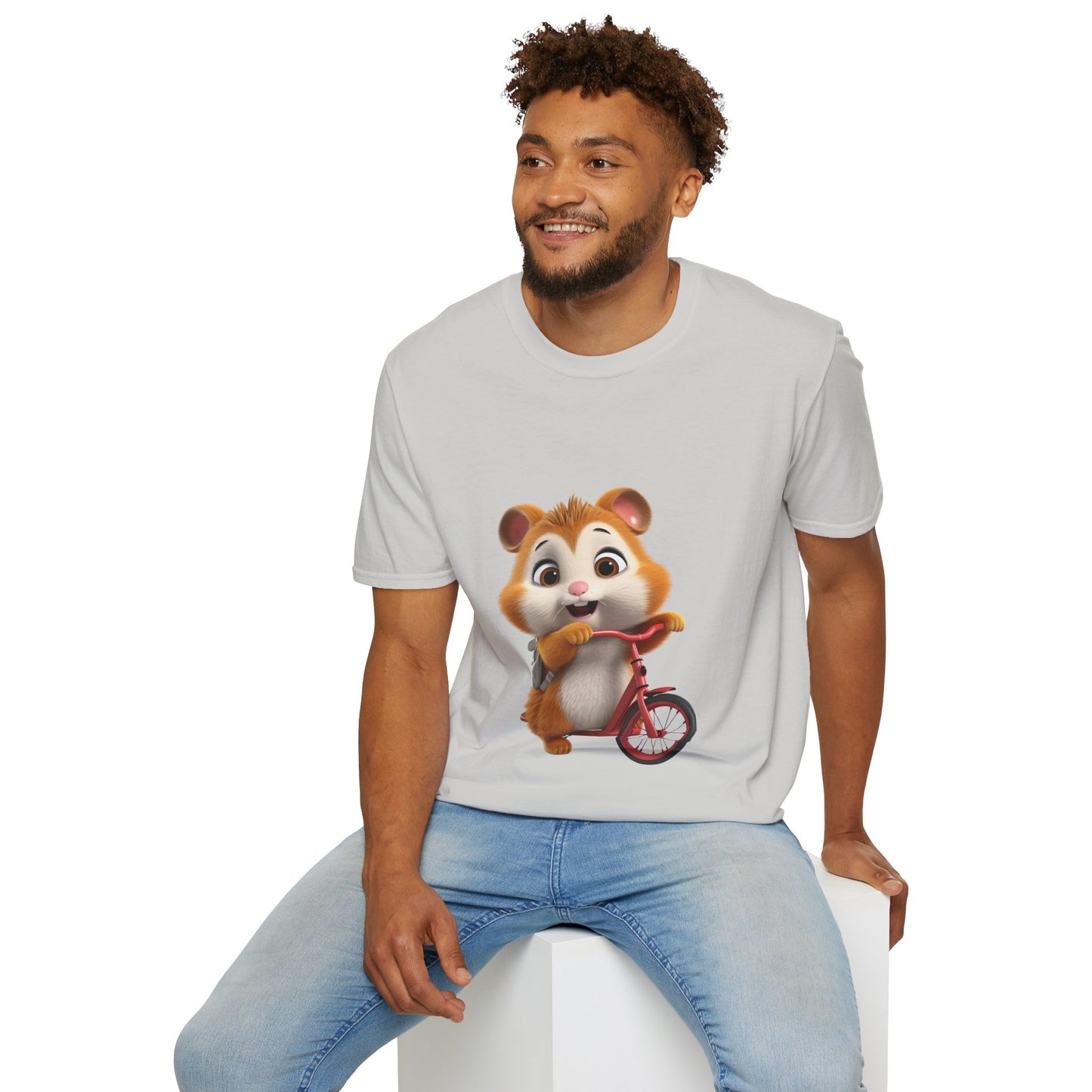 Unisex Softstyle T-Shirt - Hamster on Bike - CutieQ Shop