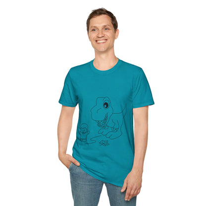 Unisex Softstyle T-Shirt - Dino Chasing Little People - CutieQ Shop