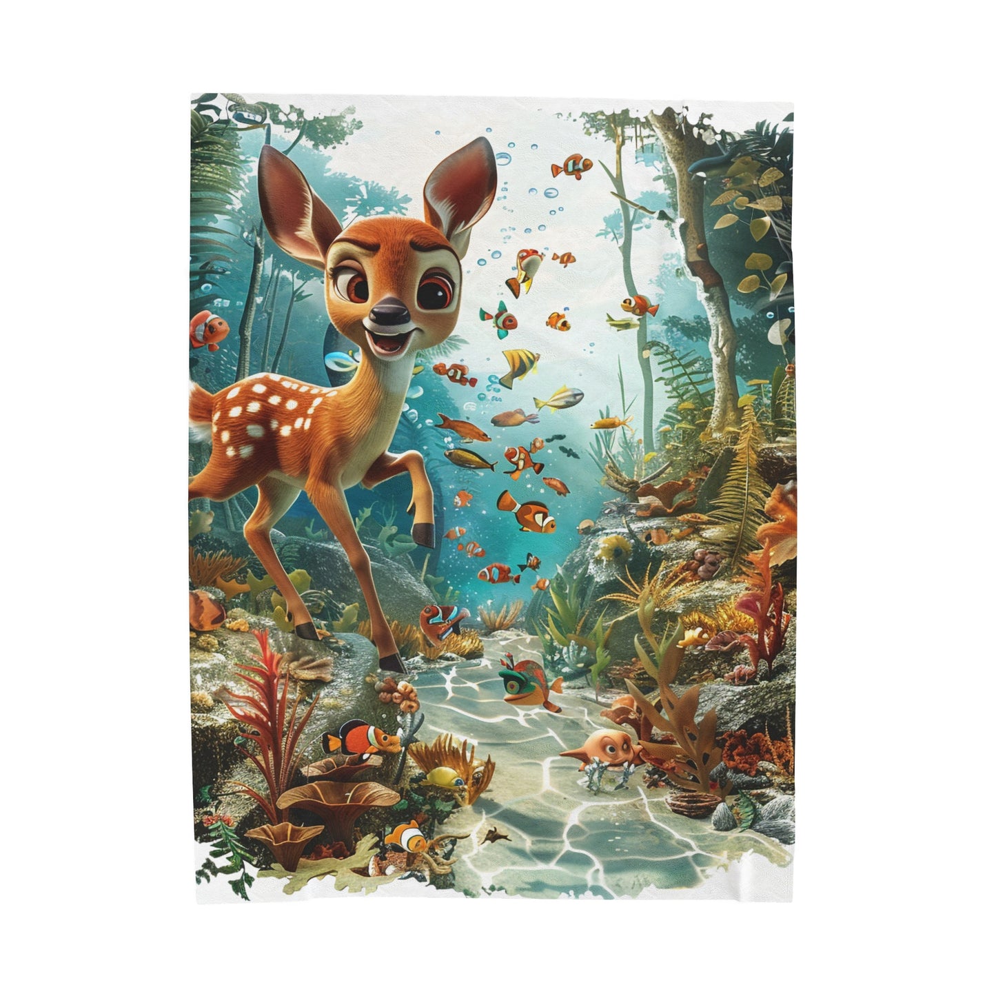 Velveteen Plush Blanket - Deer - CutieQ Shop