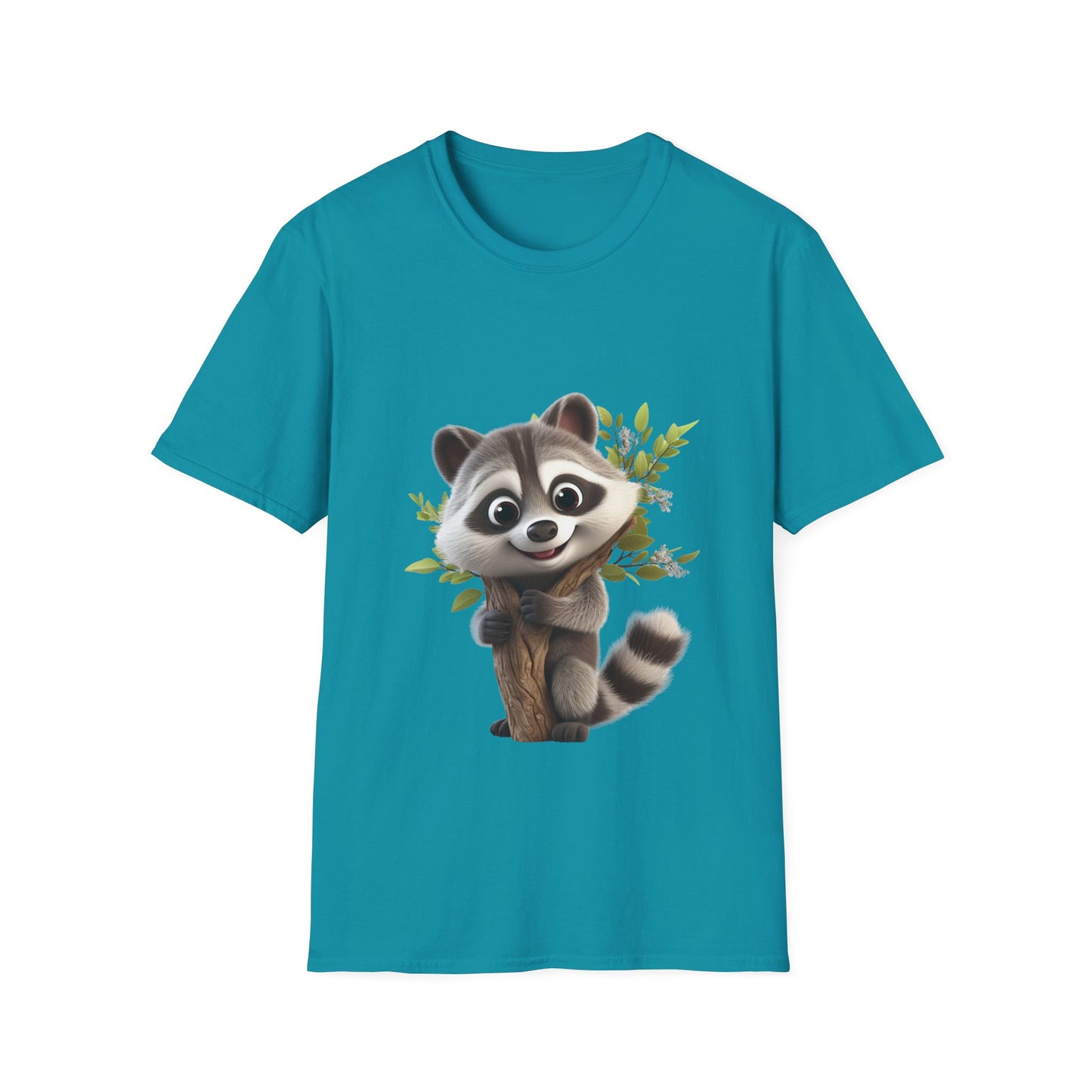 Unisex Softstyle T-Shirt - Raccoon Loves Nature - CutieQ Shop