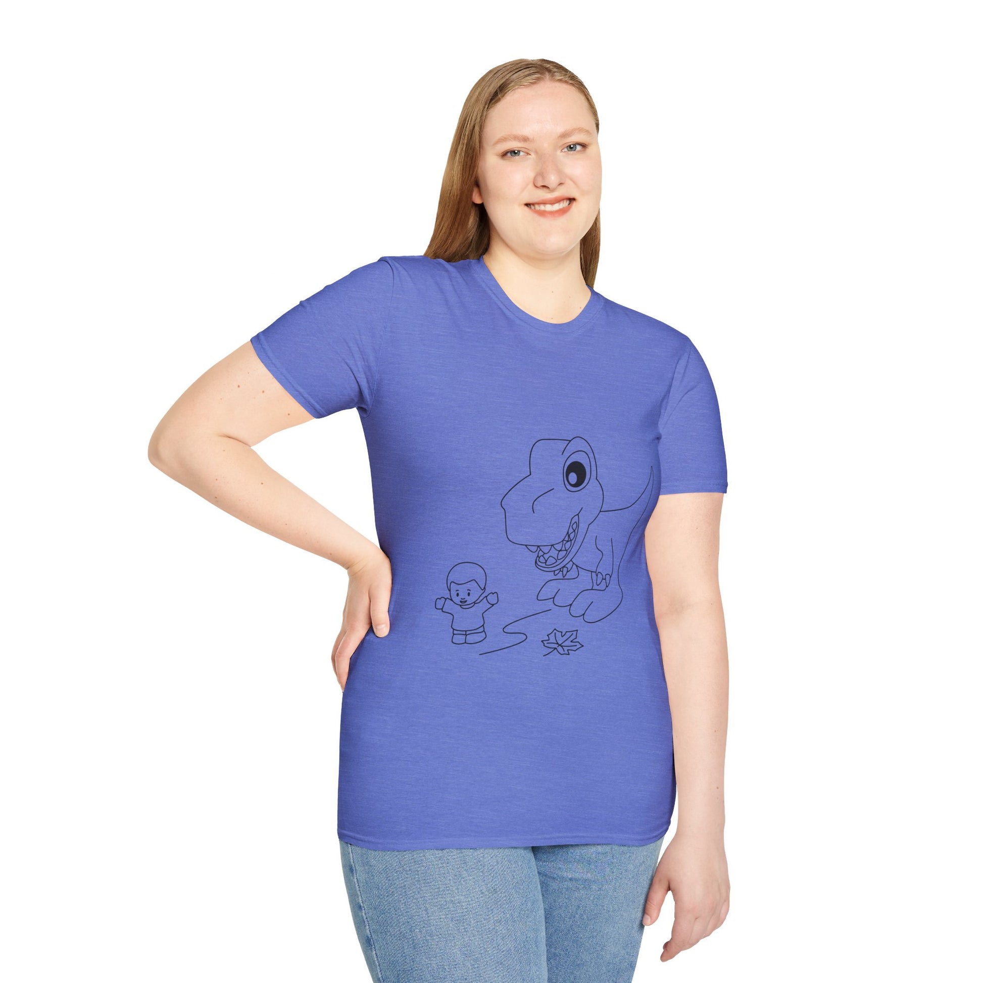 Unisex Softstyle T-Shirt - Dino Chasing Little People - CutieQ Shop