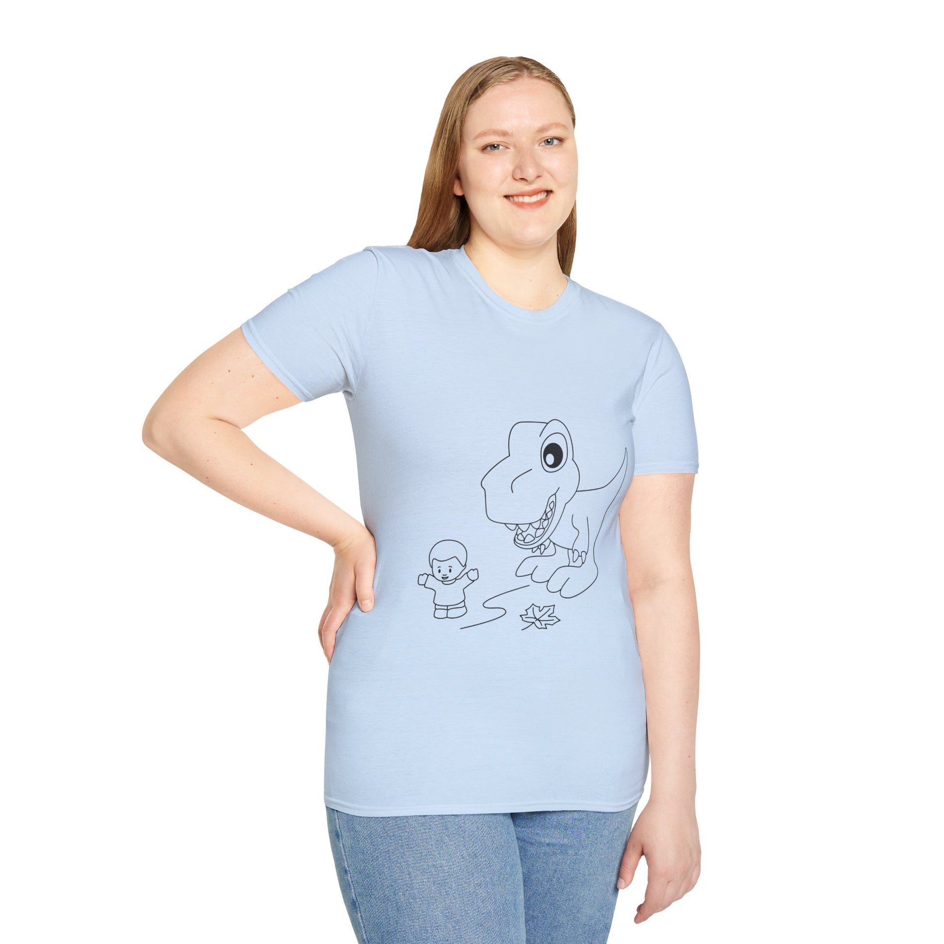 Unisex Softstyle T-Shirt - Dino Chasing Little People - CutieQ Shop