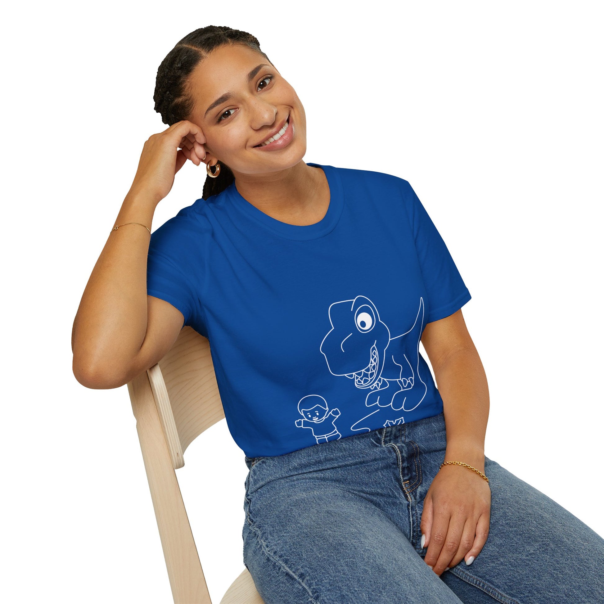 Unisex Softstyle T-Shirt - Dino Chasing Little People - CutieQ Shop