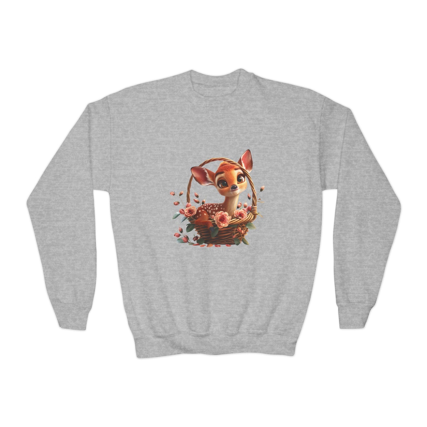 Youth Crewneck Sweatshirt - Deer and Flower Basket