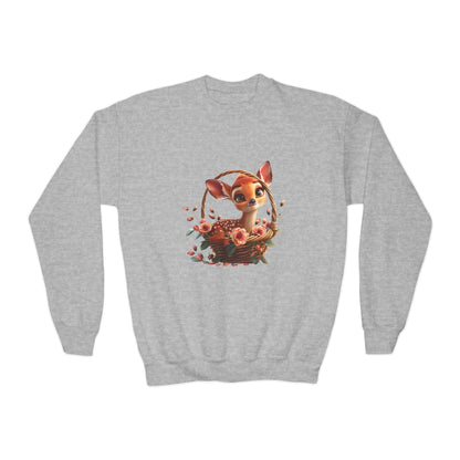 Youth Crewneck Sweatshirt - Deer and Flower Basket