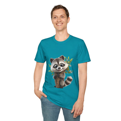 Unisex Softstyle T-Shirt - Raccoon Loves Nature - CutieQ Shop