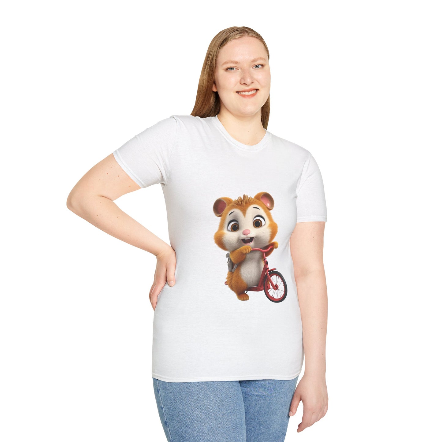 Unisex Softstyle T-Shirt - Hamster on Bike - CutieQ Shop