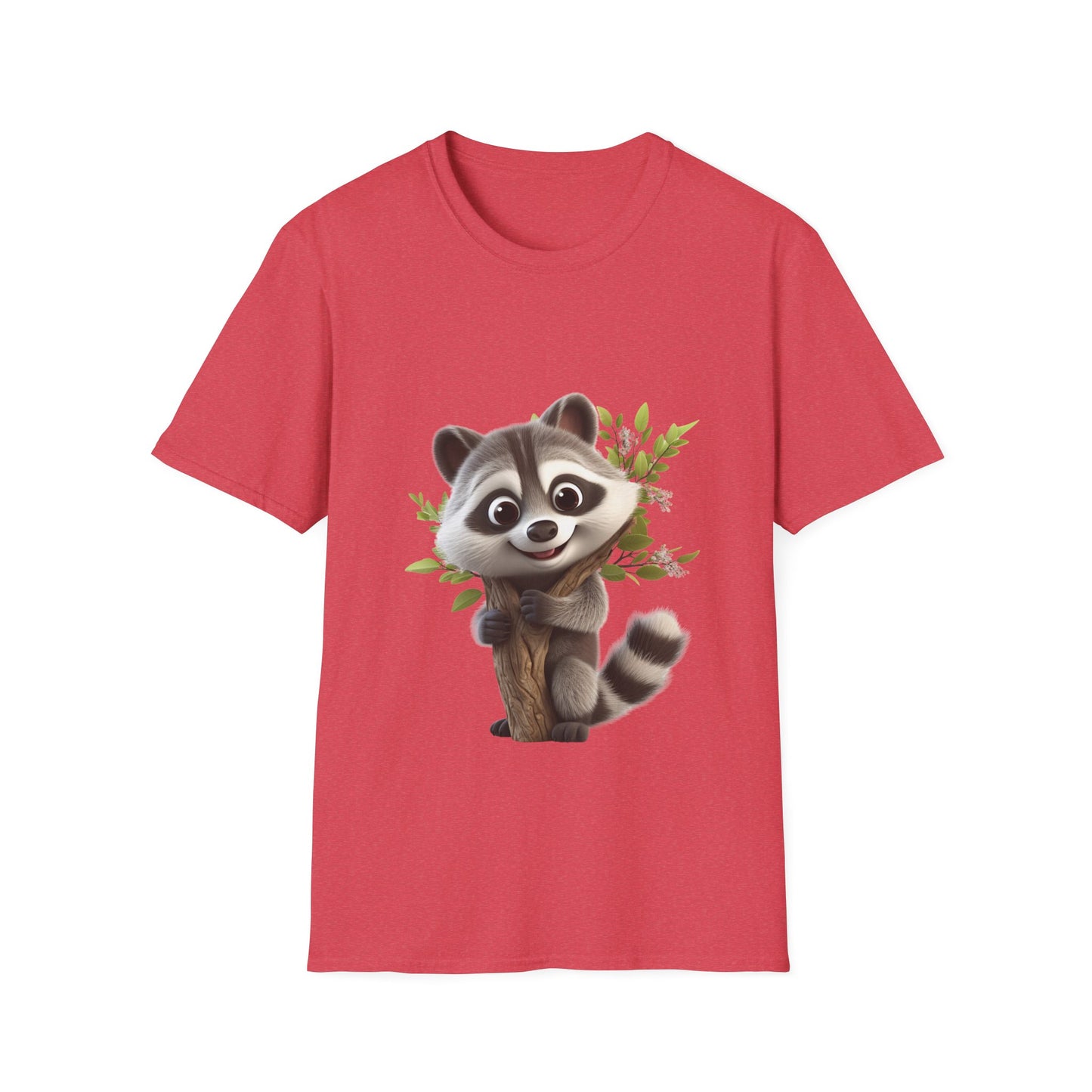 Unisex Softstyle T-Shirt - Raccoon Loves Nature - CutieQ Shop