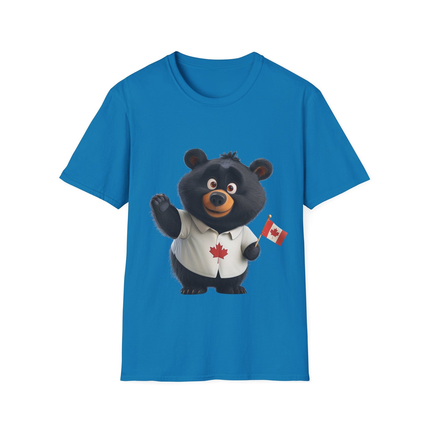 Unisex Softstyle T-Shirt - Black Bear with Canadian Flag - CutieQ Shop