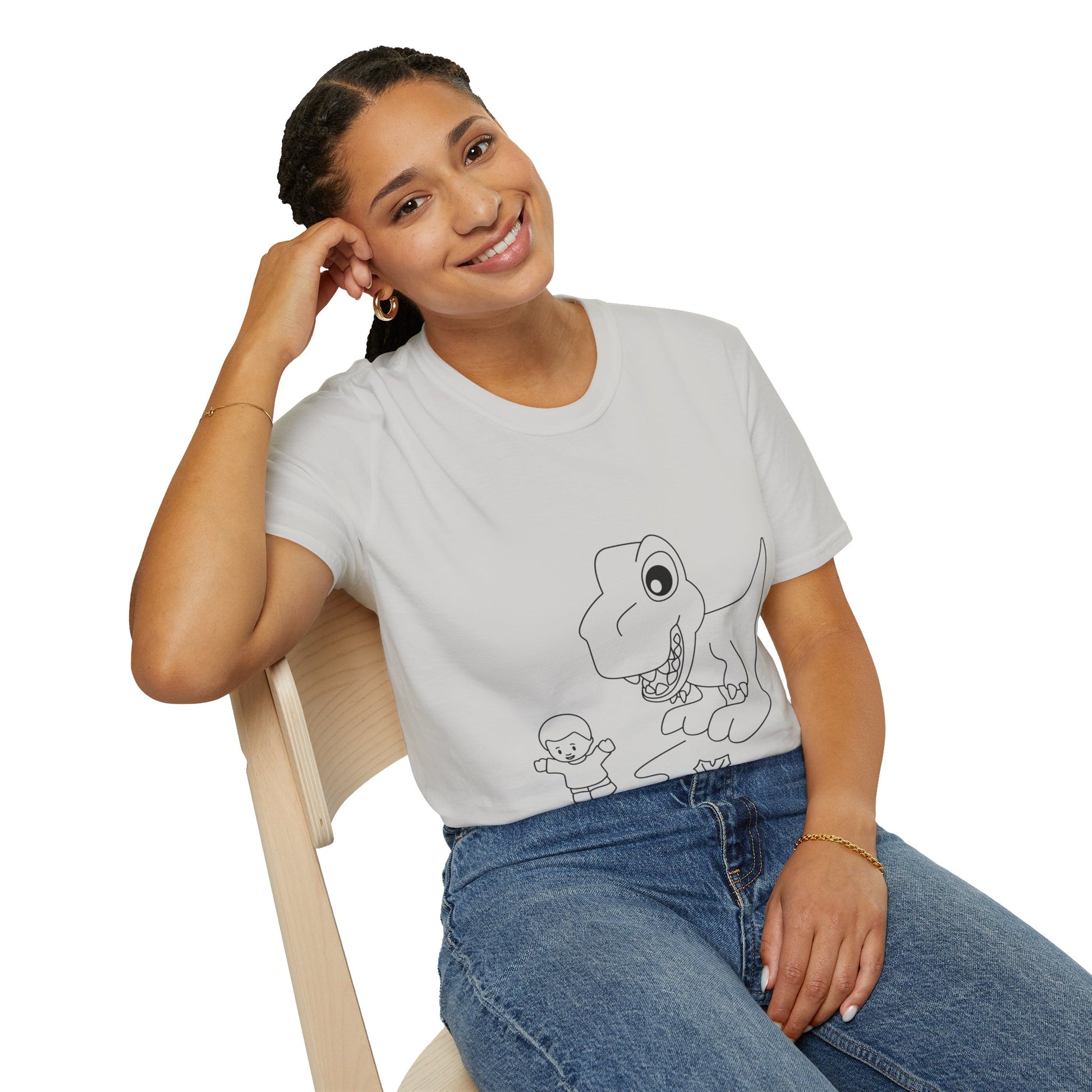 Unisex Softstyle T-Shirt - Dino Chasing Little People - CutieQ Shop