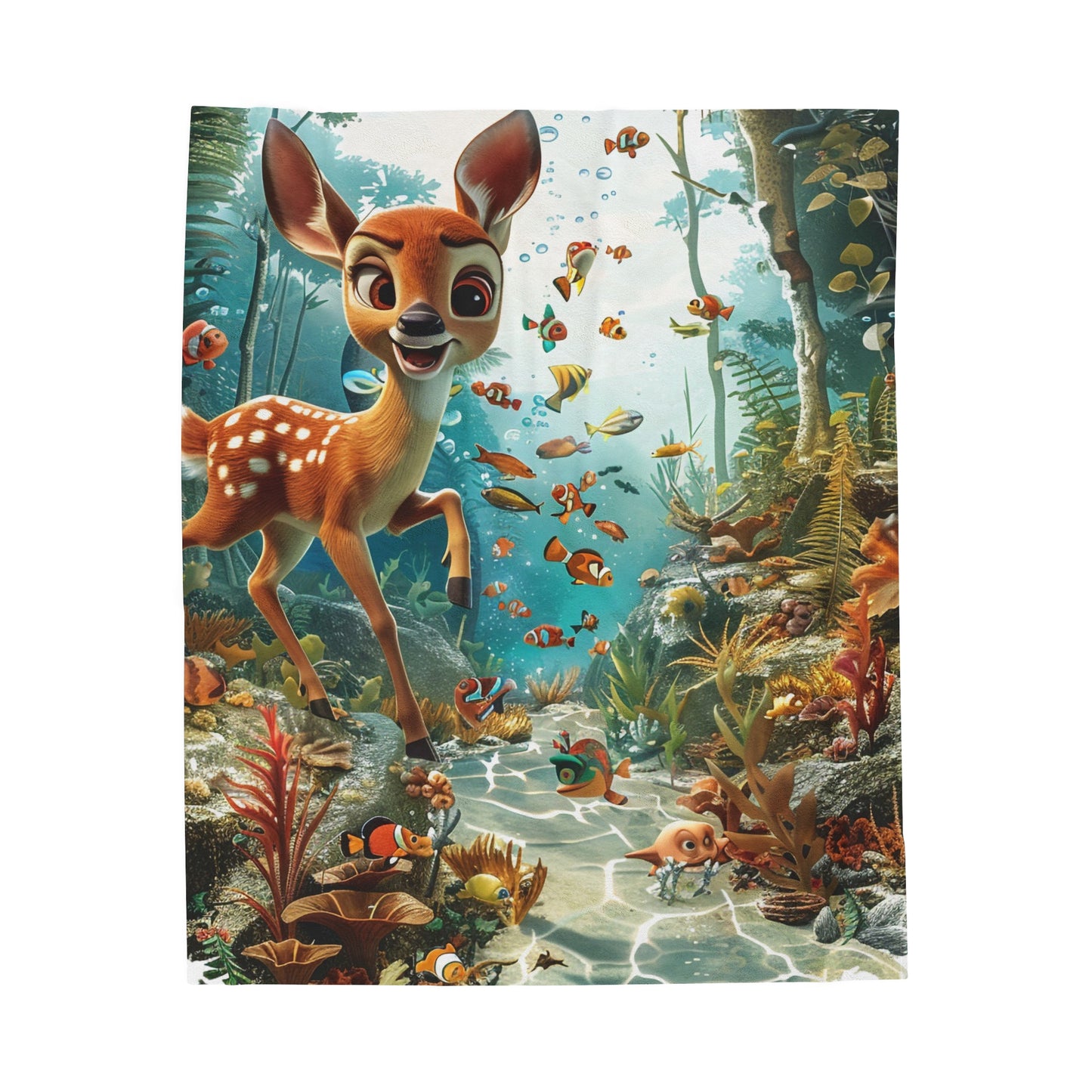 Velveteen Plush Blanket - Deer - CutieQ Shop