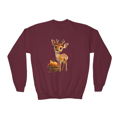 Youth Crewneck Sweatshirt - Deer and Pumpkin