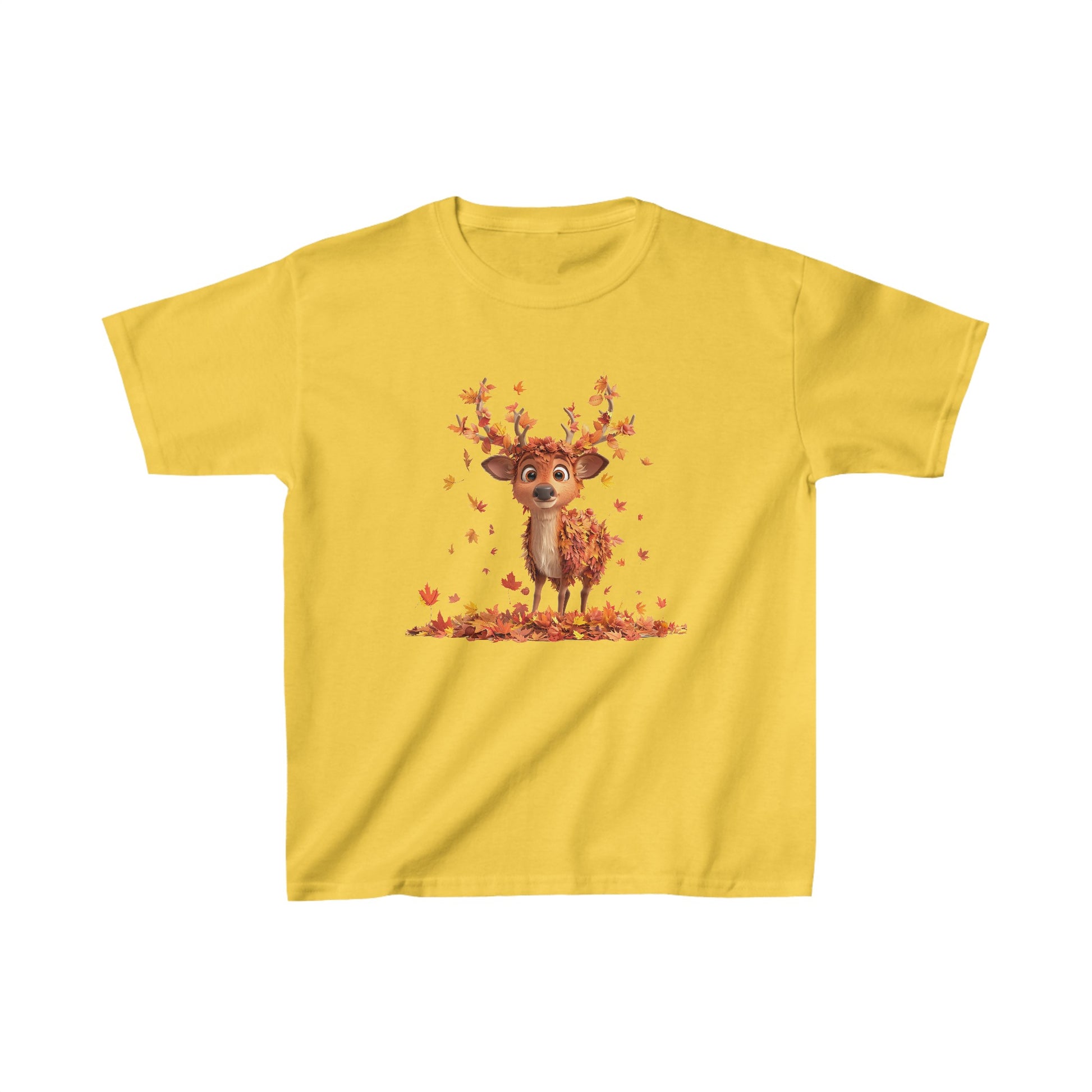 Kids Heavy Cotton™ Tee - Deer Playing with Leaves - CutieQ Shop