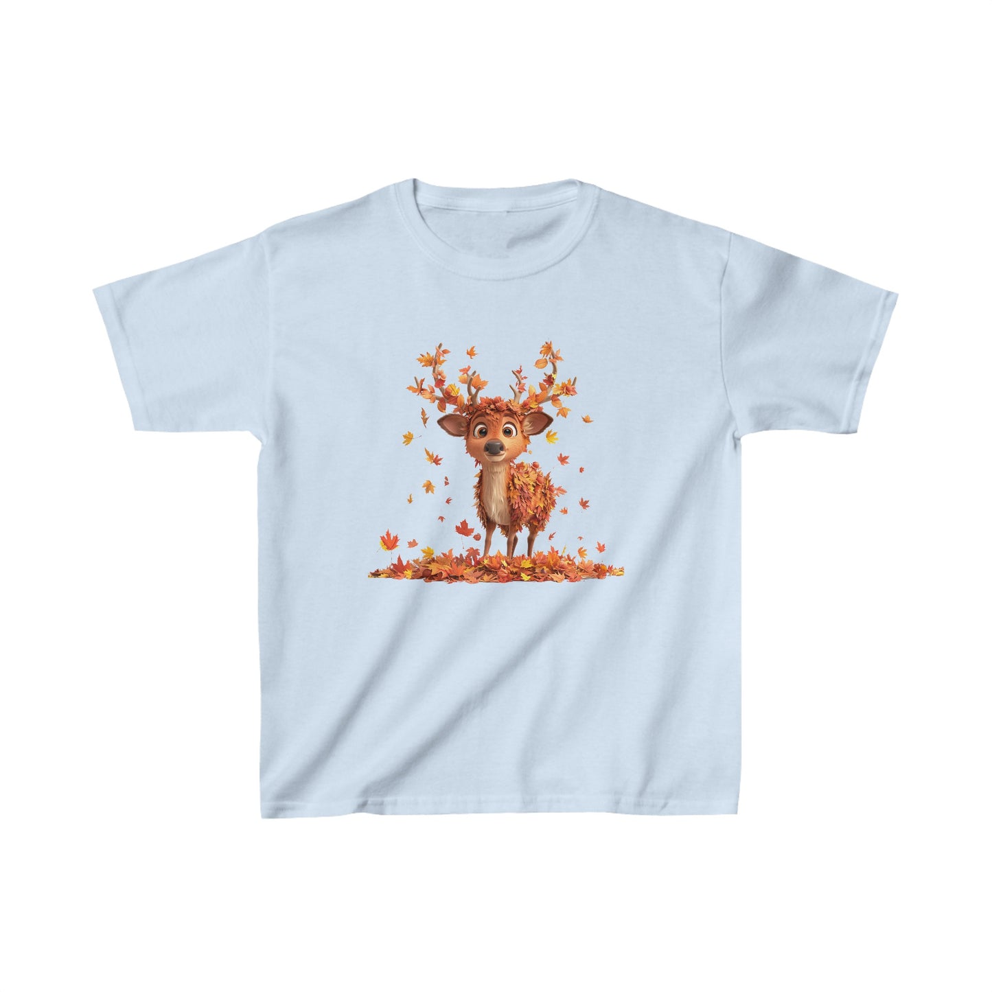 Kids Heavy Cotton™ Tee - Deer Playing with Leaves - CutieQ Shop