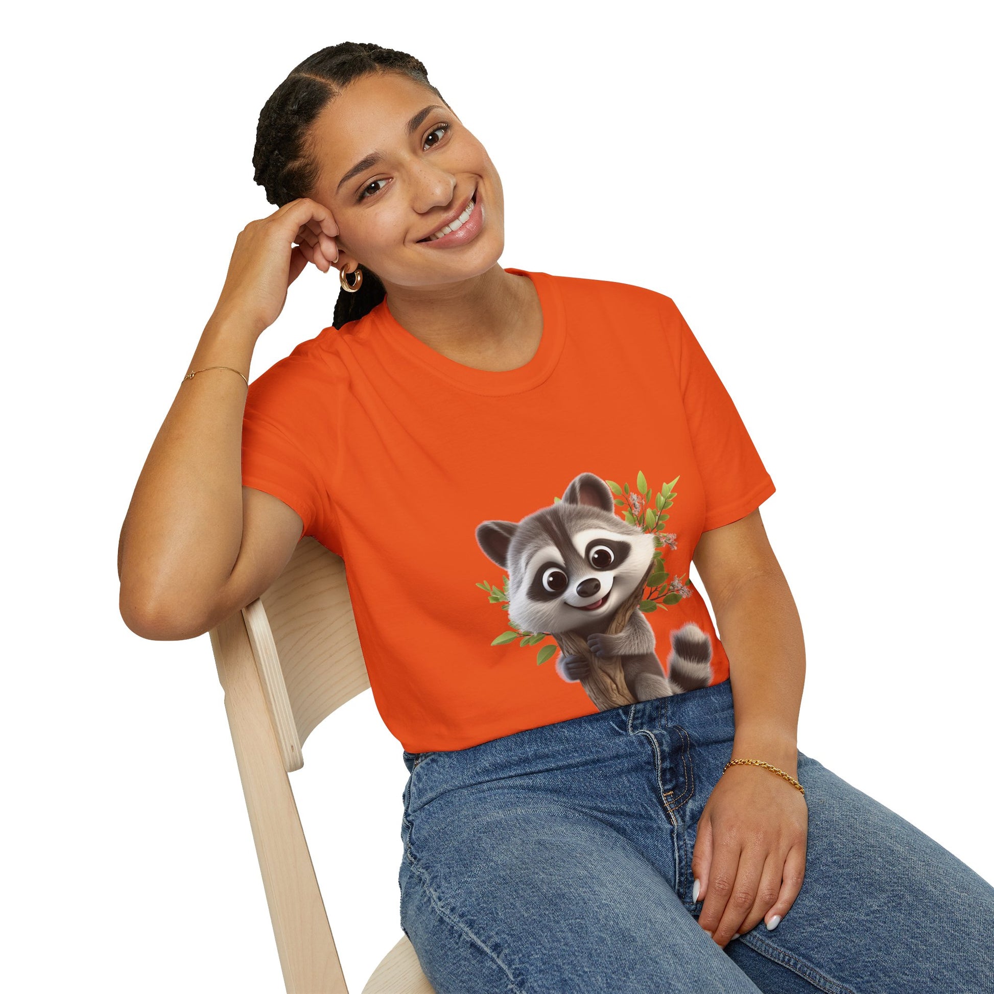 Unisex Softstyle T-Shirt - Raccoon Loves Nature - CutieQ Shop