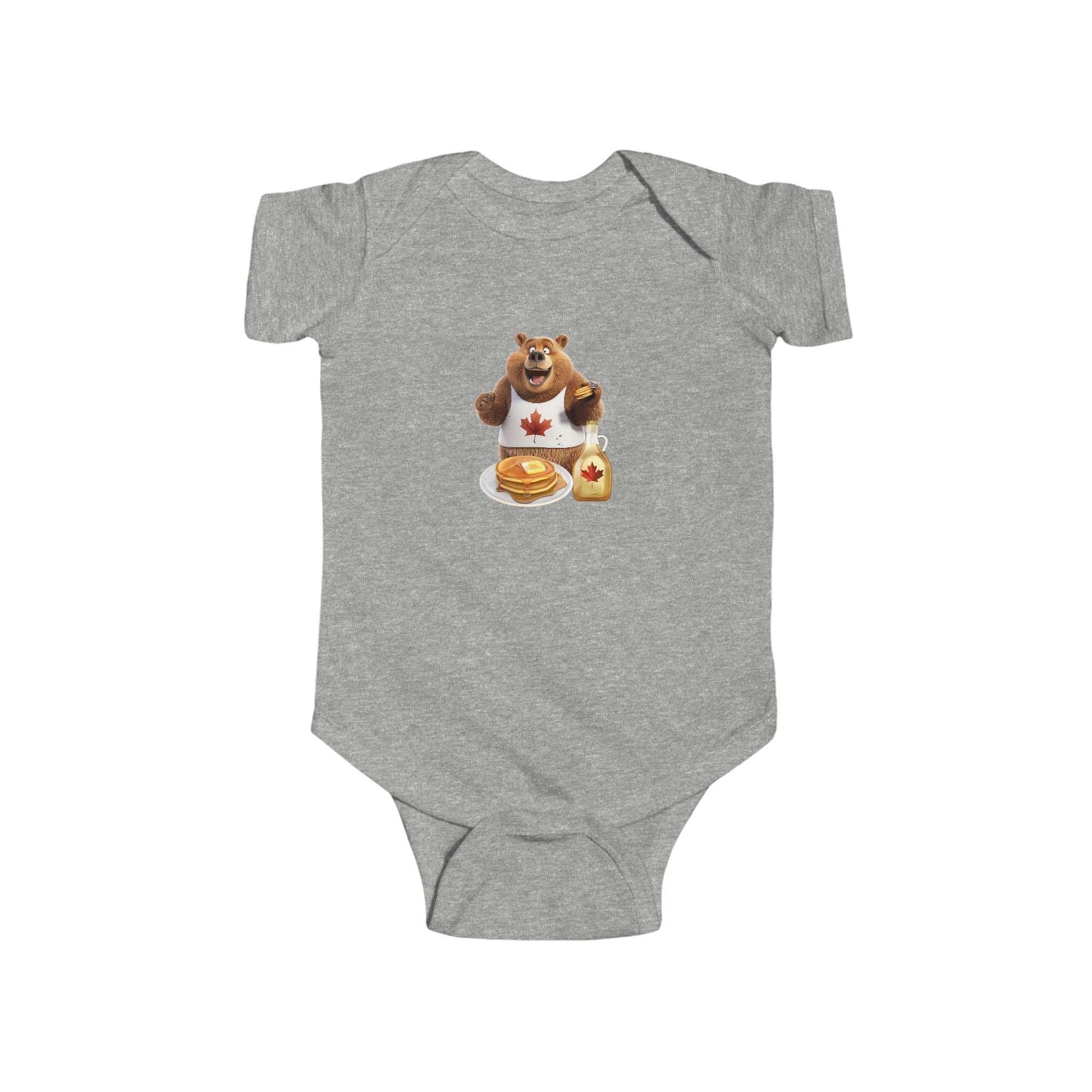 Infant Fine Jersey Bodysuit - Grizzly Bear Loves Pancakes - CutieQ Shop