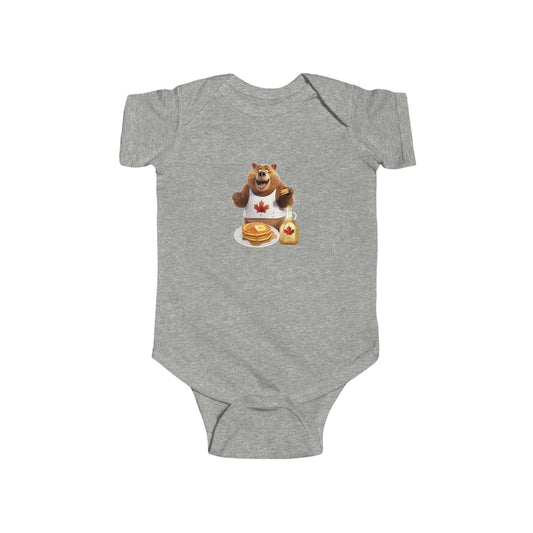 Infant Fine Jersey Bodysuit - Grizzly Bear Loves Pancakes - CutieQ Shop