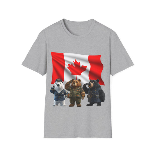 Unisex Softstyle T-Shirt - Three Bears Saluting - CutieQ Shop