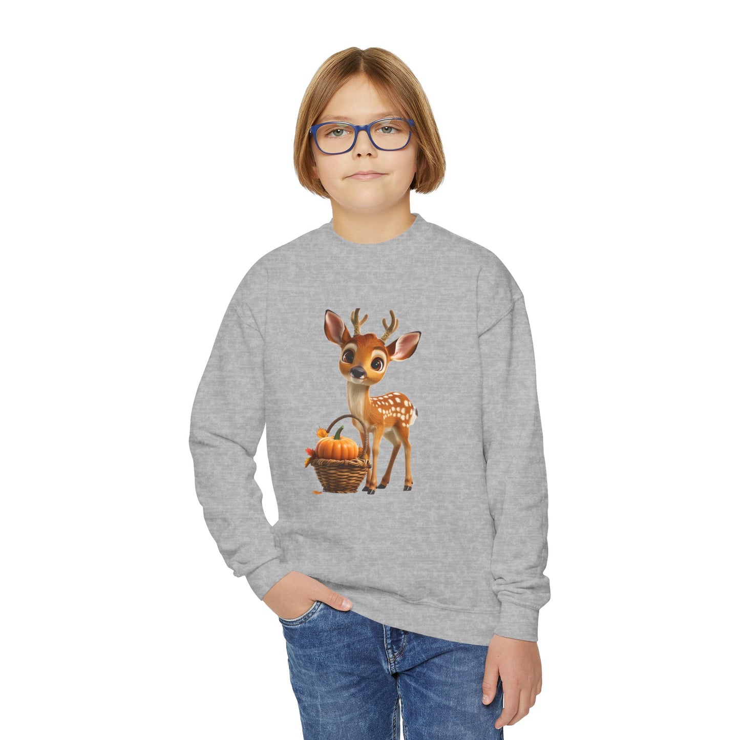 Youth Crewneck Sweatshirt - Deer and Pumpkin