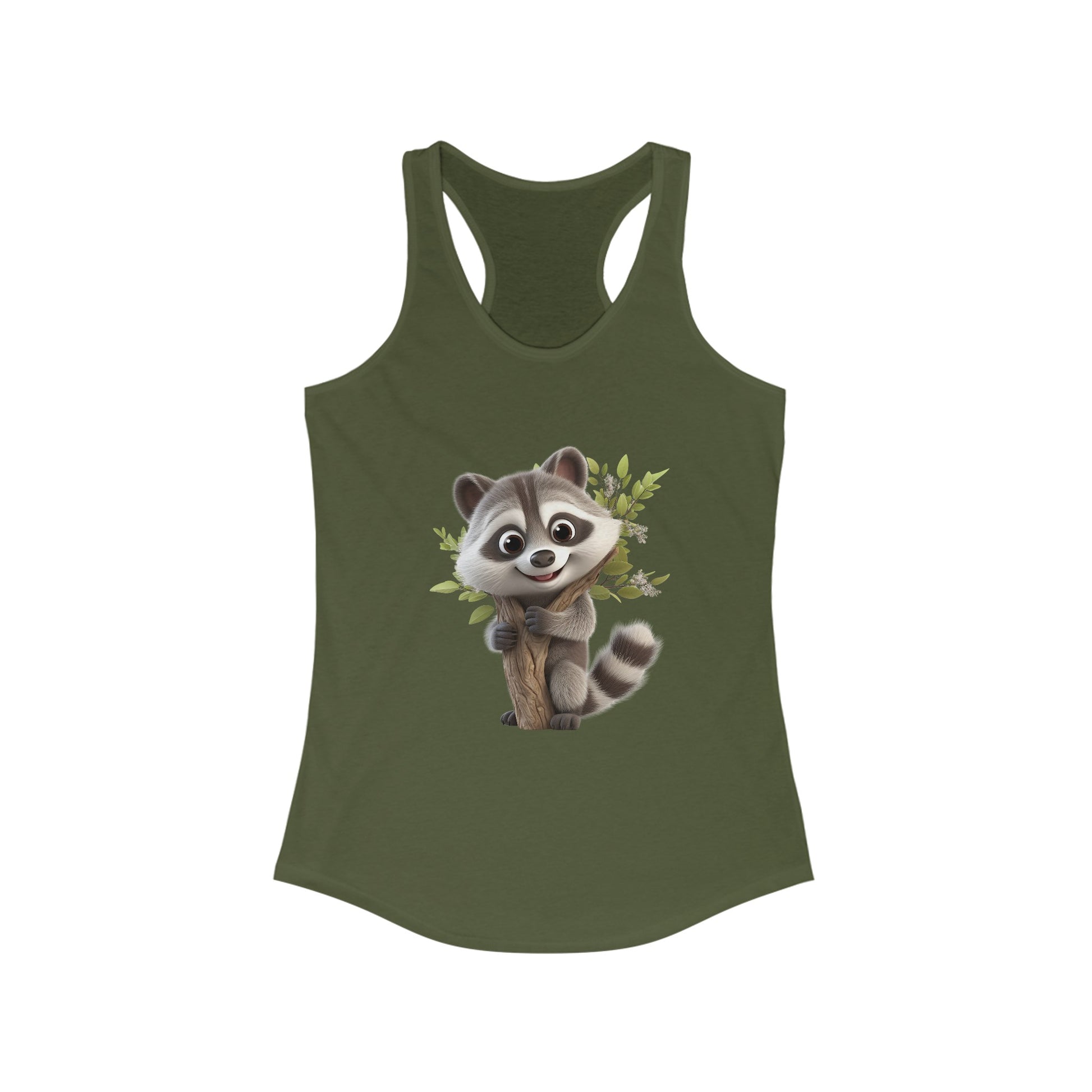 Women's Ideal Racerback Tank - Raccoon Loves Nature - CutieQ Shop