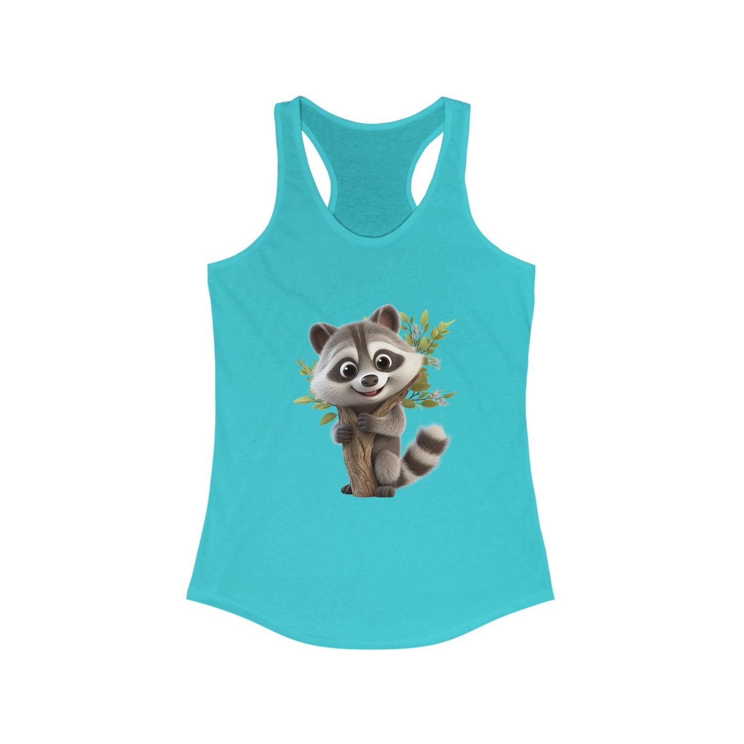 Women's Ideal Racerback Tank - Raccoon Loves Nature - CutieQ Shop