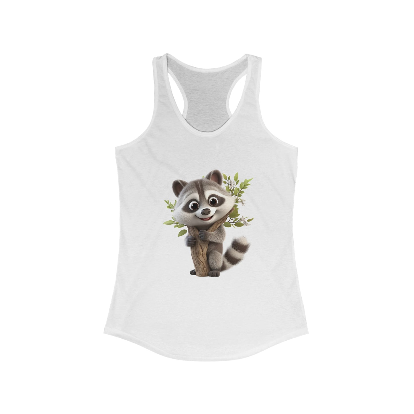 Women's Ideal Racerback Tank - Raccoon Loves Nature - CutieQ Shop