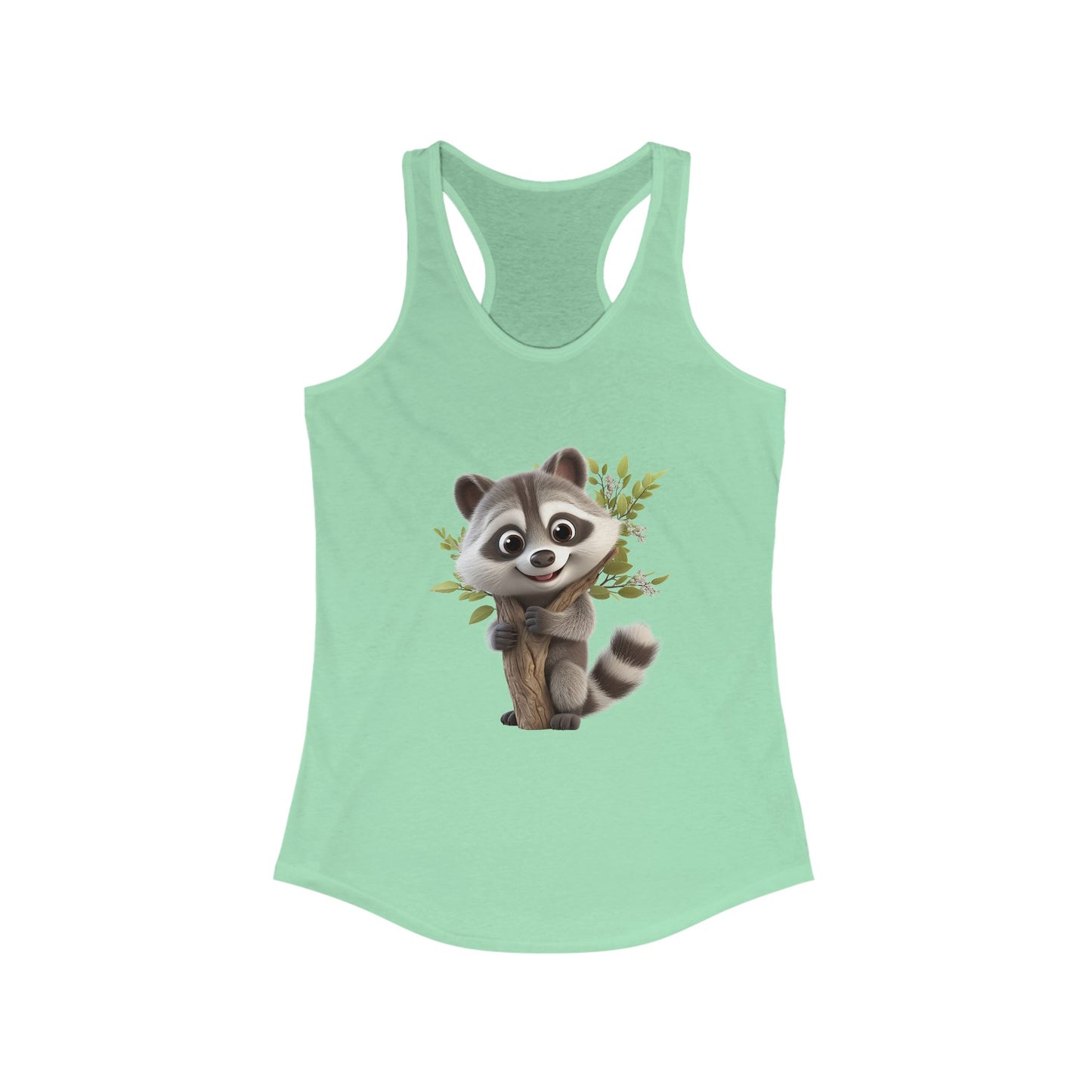 Women's Ideal Racerback Tank - Raccoon Loves Nature - CutieQ Shop