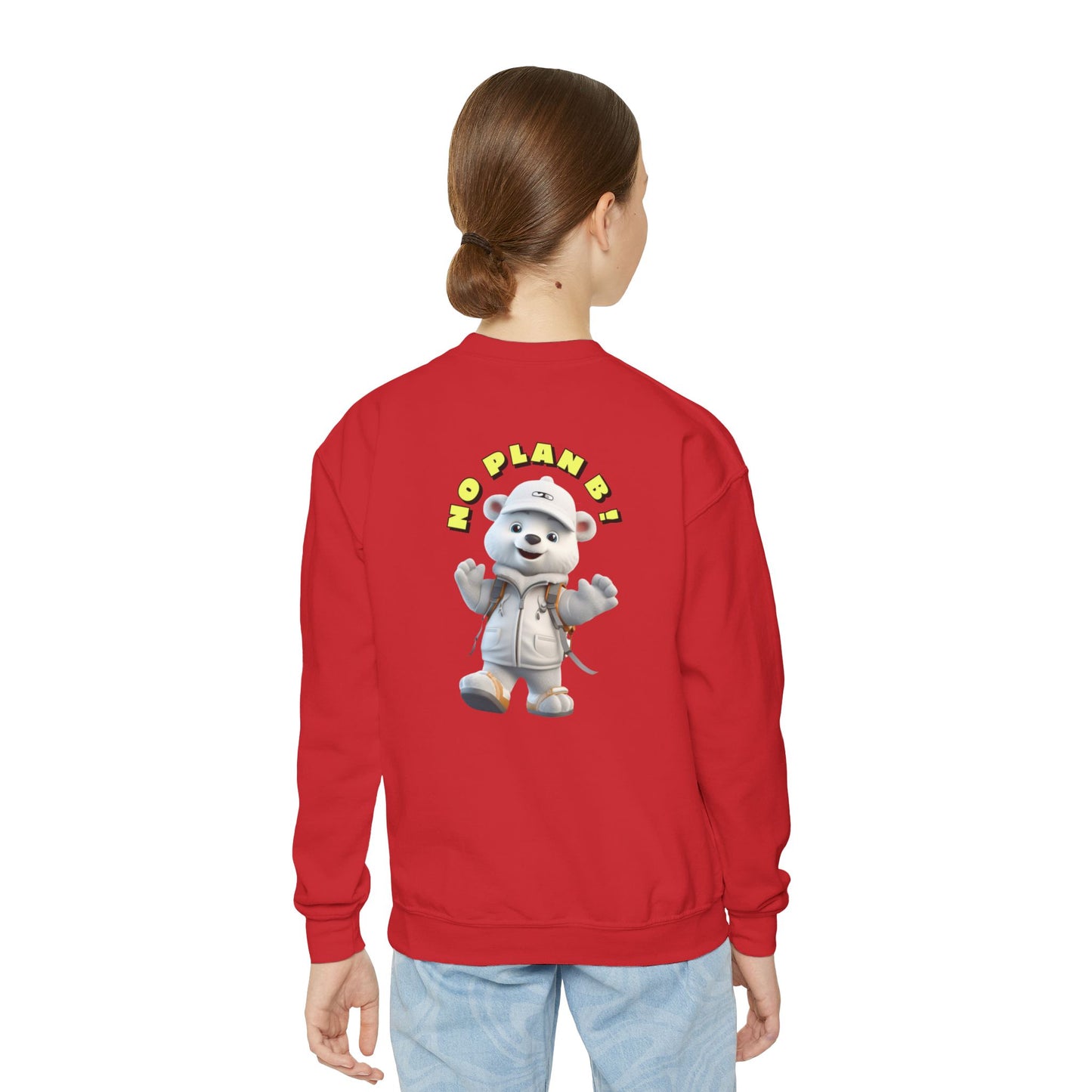 Youth Crewneck Sweatshirt - Polar Bear No Plan B (Back)