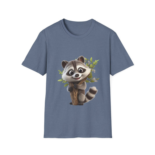 Unisex Softstyle T-Shirt - Raccoon Loves Nature - CutieQ Shop