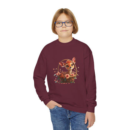 Youth Crewneck Sweatshirt - Deer and Flower Basket