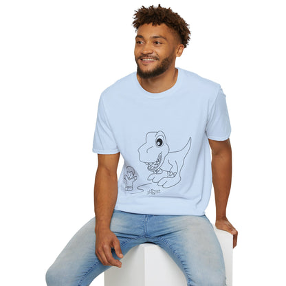 Unisex Softstyle T-Shirt - Dino Chasing Little People - CutieQ Shop