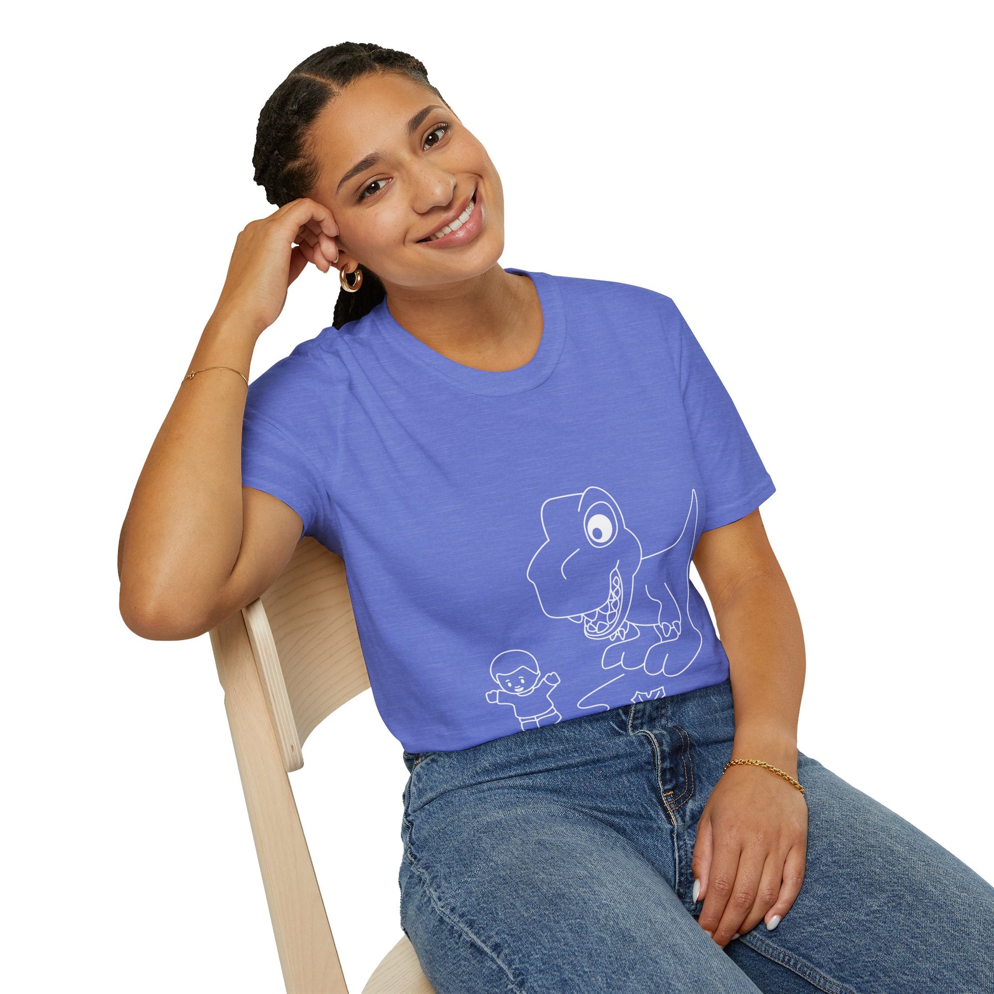 Unisex Softstyle T-Shirt - Dino Chasing Little People - CutieQ Shop