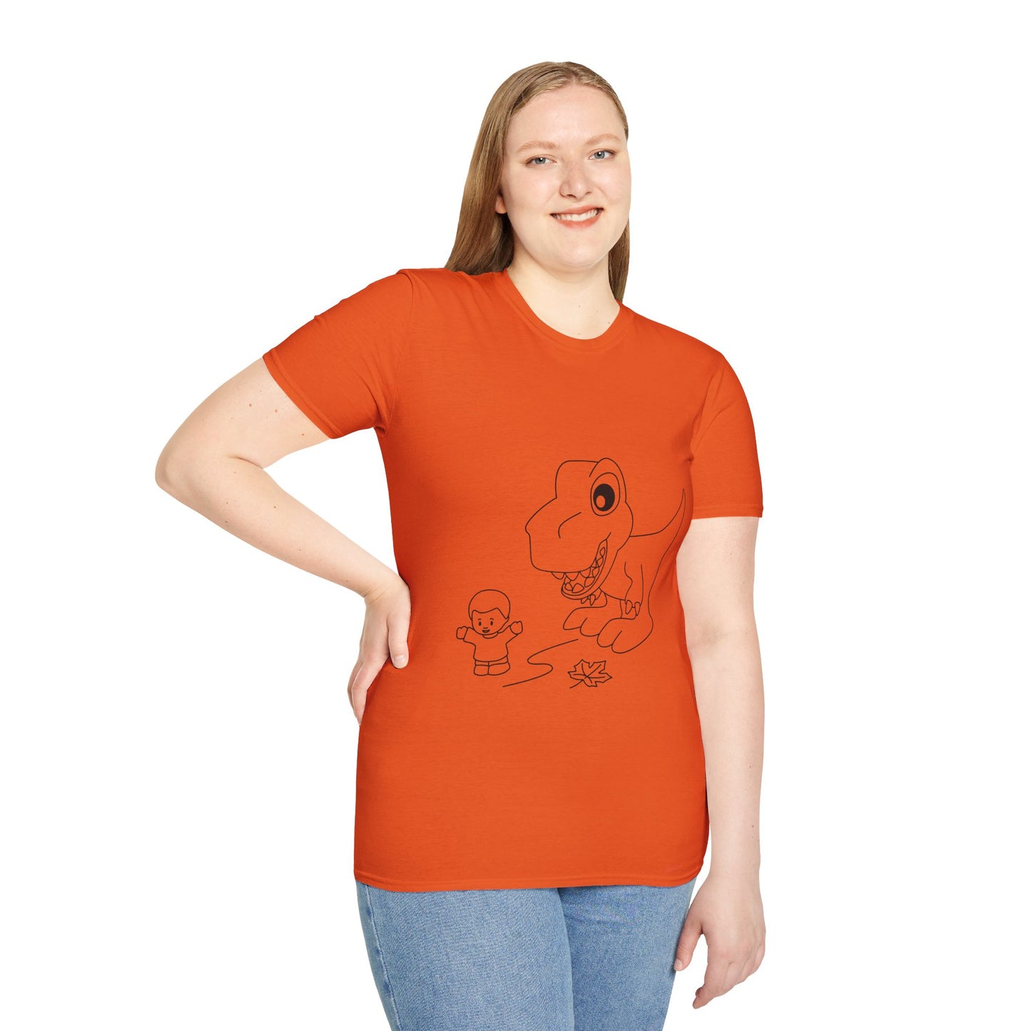 Unisex Softstyle T-Shirt - Dino Chasing Little People - CutieQ Shop