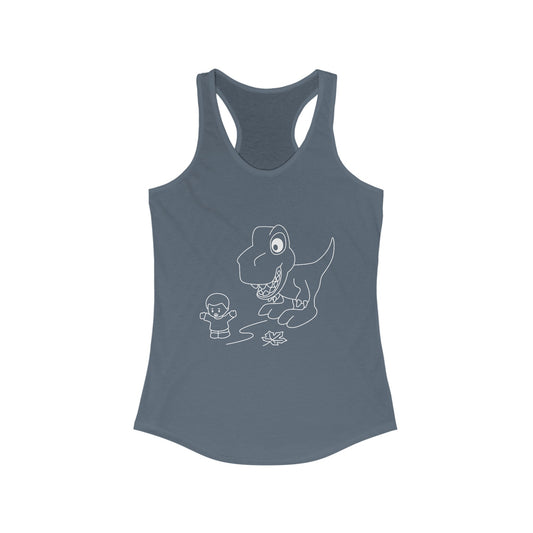 Women's Ideal Racerback Tank - Dino Chasing Little People - CutieQ Shop