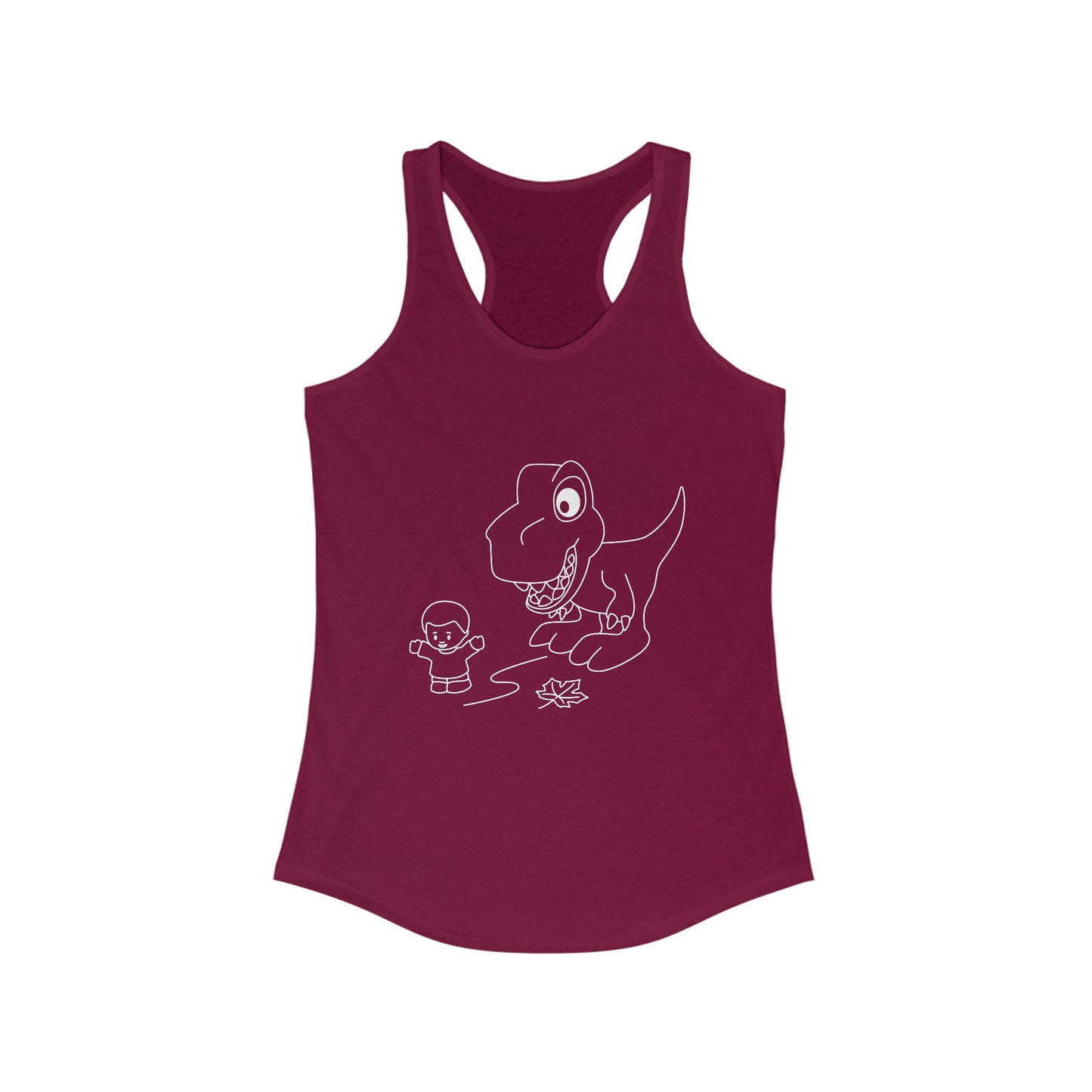 Women's Ideal Racerback Tank - Dino Chasing Little People - CutieQ Shop