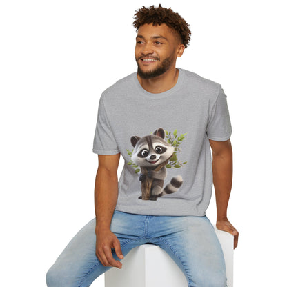 Unisex Softstyle T-Shirt - Raccoon Loves Nature - CutieQ Shop