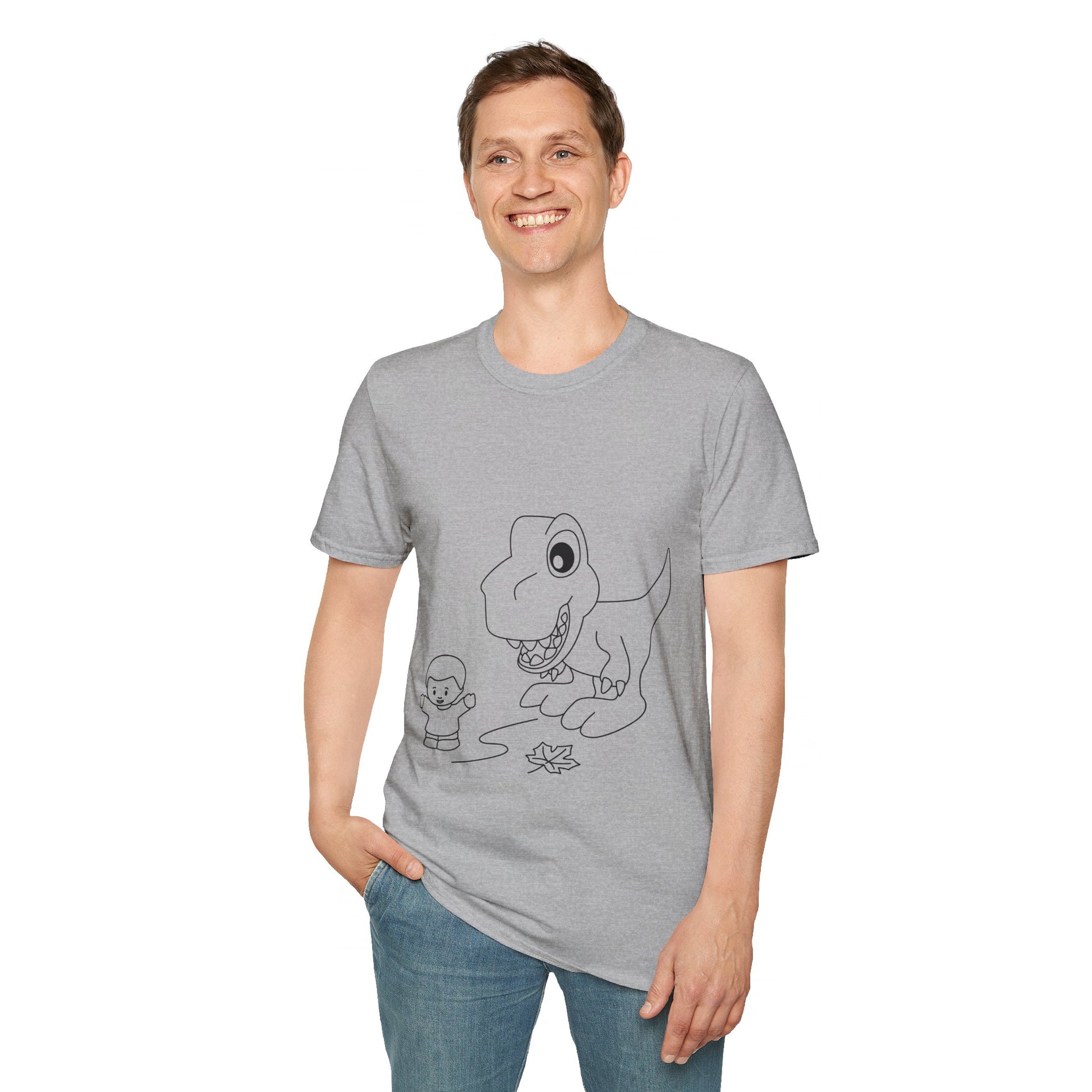 Unisex Softstyle T-Shirt - Dino Chasing Little People - CutieQ Shop