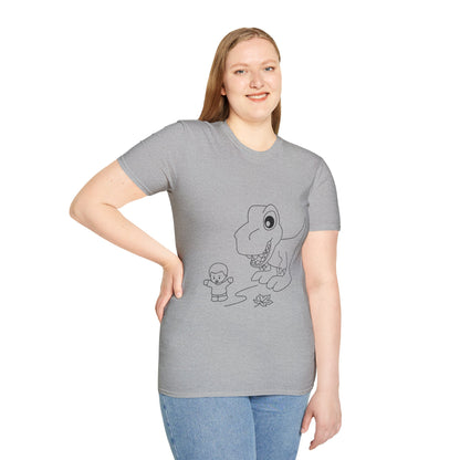 Unisex Softstyle T-Shirt - Dino Chasing Little People - CutieQ Shop