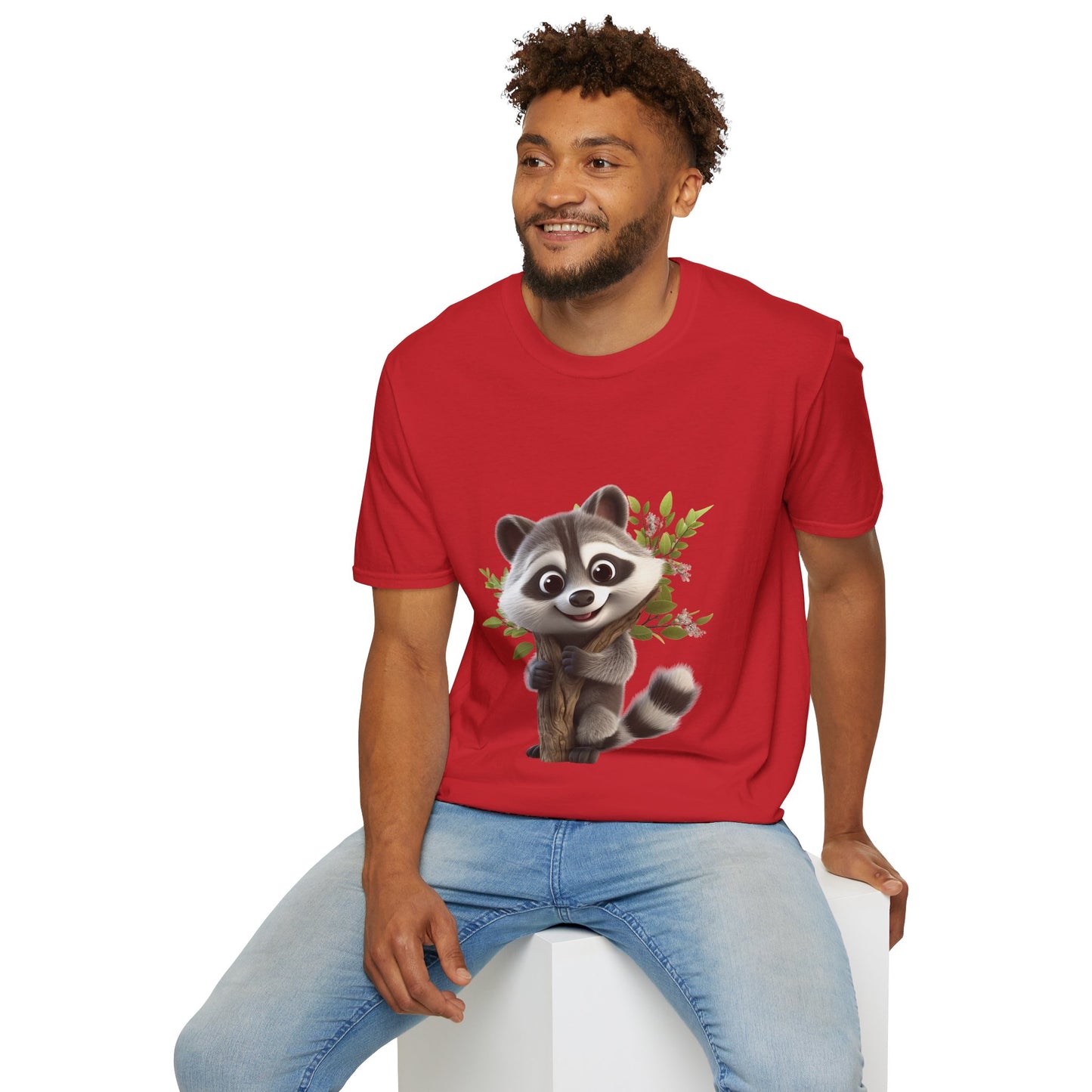 Unisex Softstyle T-Shirt - Raccoon Loves Nature - CutieQ Shop