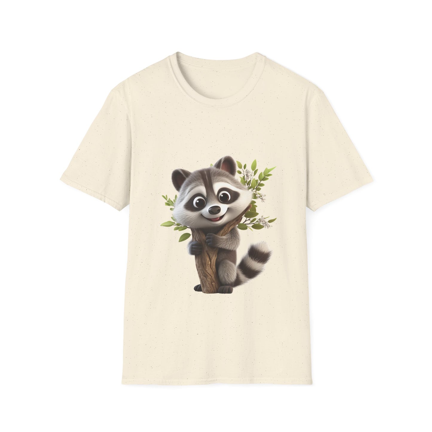 Unisex Softstyle T-Shirt - Raccoon Loves Nature - CutieQ Shop