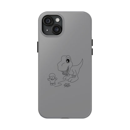 Tough Phone Cases - iPhone 15 - Dino Chasing Little People - CutieQ Shop