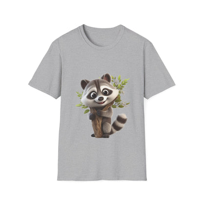 Unisex Softstyle T-Shirt - Raccoon Loves Nature - CutieQ Shop