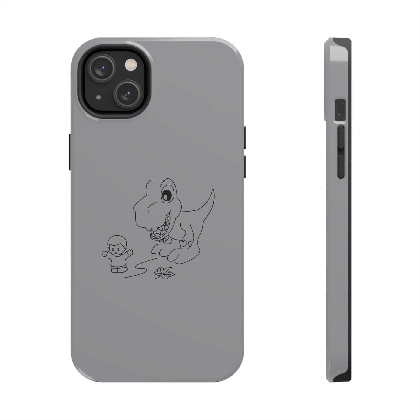 Tough Phone Cases - iPhone 14 - Dino Chasing Little People - CutieQ Shop