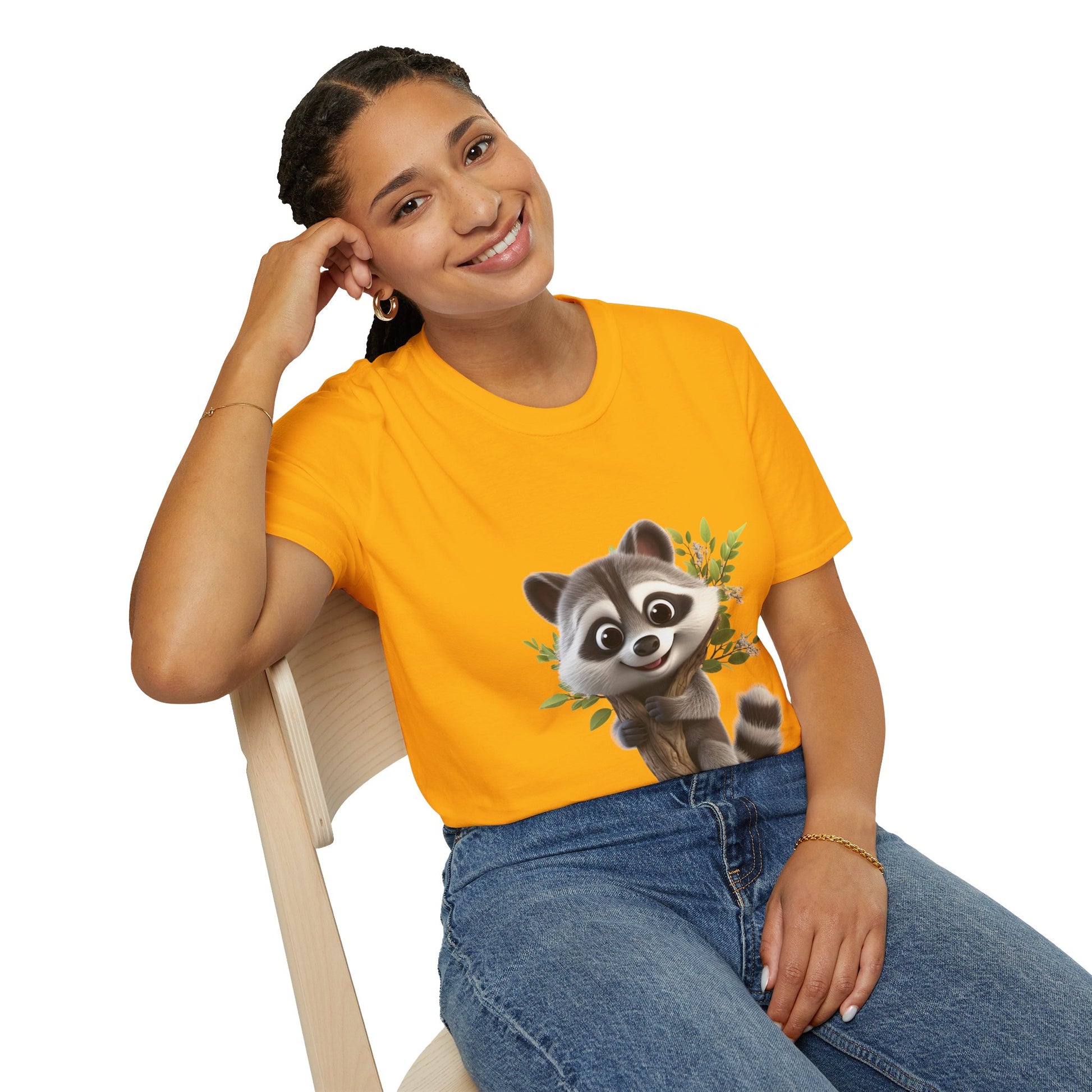 Unisex Softstyle T-Shirt - Raccoon Loves Nature - CutieQ Shop