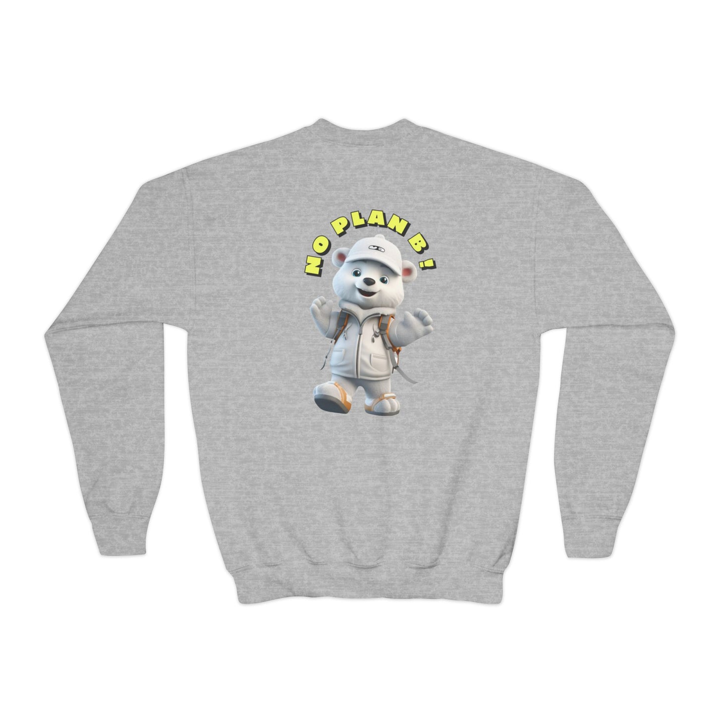 Youth Crewneck Sweatshirt - Polar Bear No Plan B (Back)