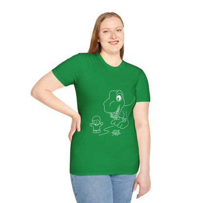 Unisex Softstyle T-Shirt - Dino Chasing Little People - CutieQ Shop